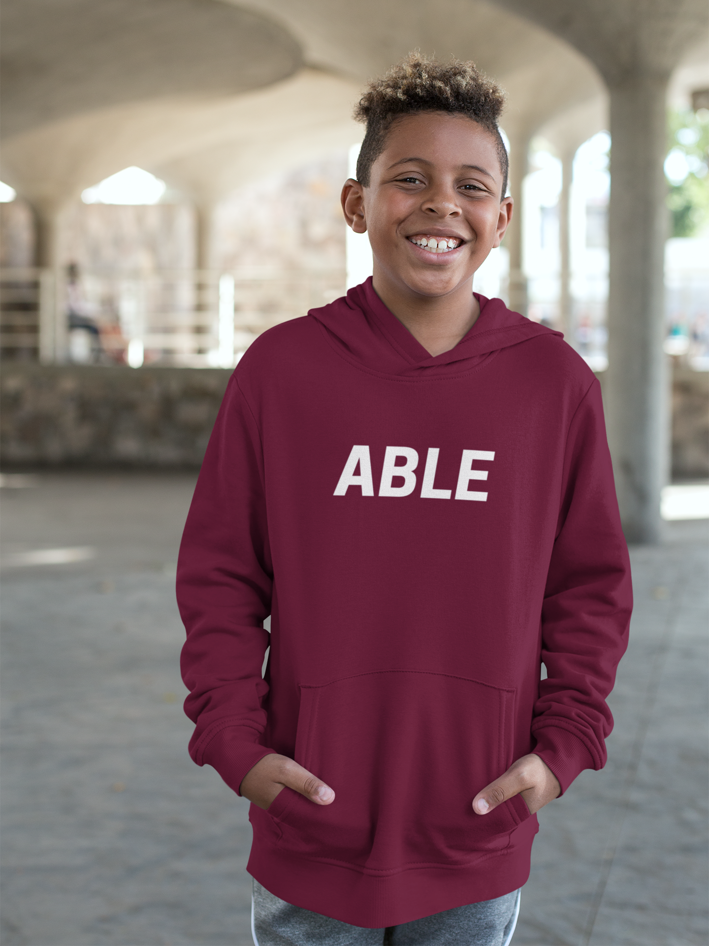 KIDS ABLE CORE HOODIE - BURGANDY